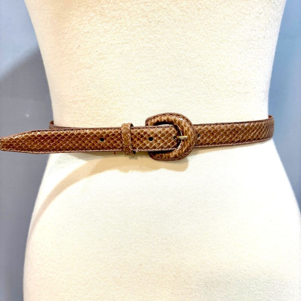 Vintage Brown Snakeskin Leather Belt 31" Mob Wife Boho Western Chic Indie Sleaze